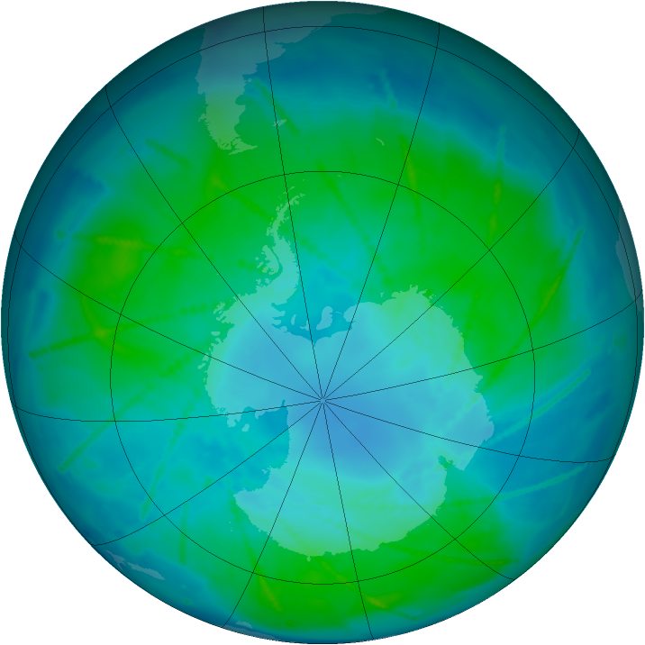 Antarctic ozone map for 27 January 2011